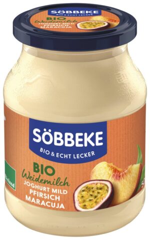 JOGURT KREMOWY BRZOSKWINIA - MARAKUJA BIO 500 g (SŁOIK) - SOBBEKE (1 szt.)