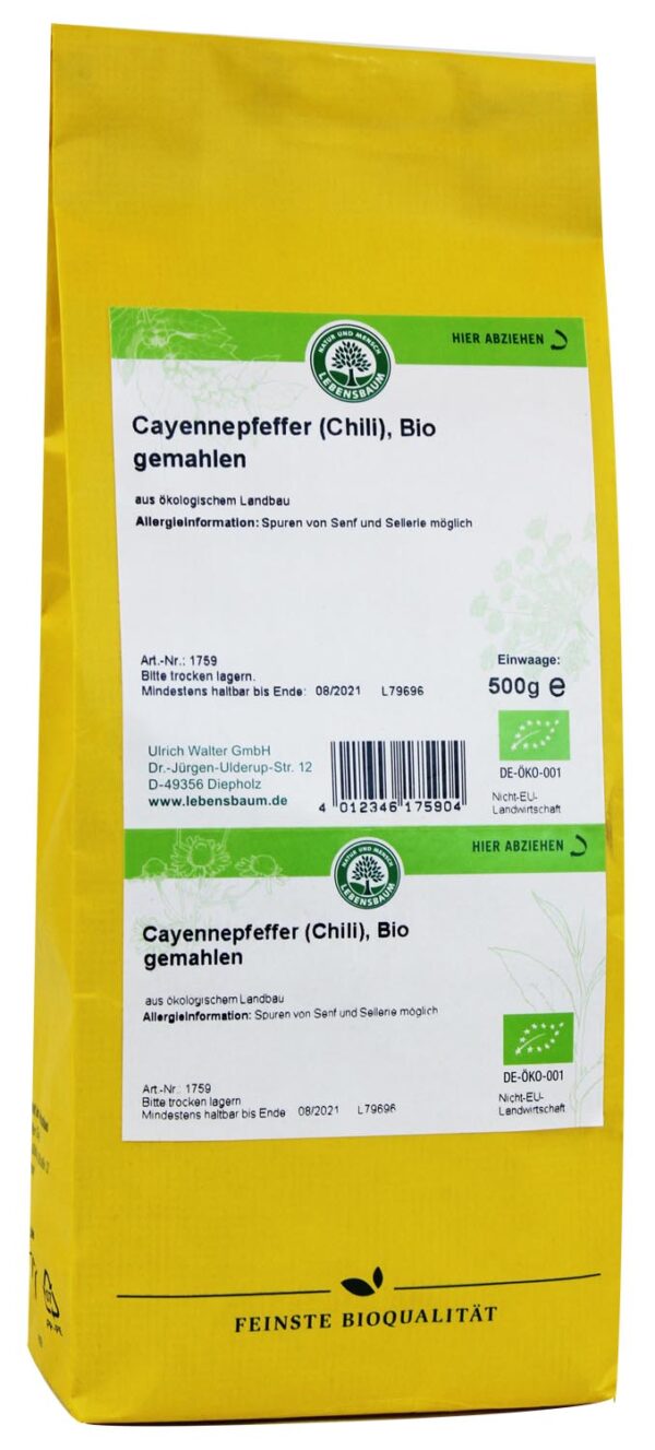 CHILI (PIEPRZ CAYENNE) BIO 500 g - HORECA (LEBENSBAUM) (1 szt.)
