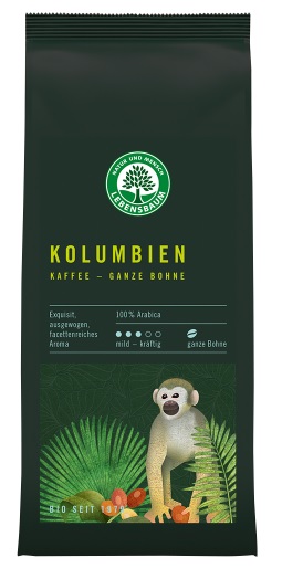 KAWA ZIARNISTA ARABICA 100 % KOLUMBIA BIO 250 g - LEBENSBAUM (1 szt.)