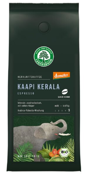 KAWA ZIARNISTA ARABICA/ROBUSTA KAAPI KERALA ESPRESSO DEMETER BIO 250 g - LEBENSBAUM (1 szt.)