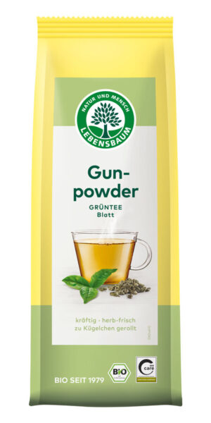 HERBATA ZIELONA GUNPOWDER LIŚCIASTA BIO 100 g - LEBENSBAUM (2 szt.)
