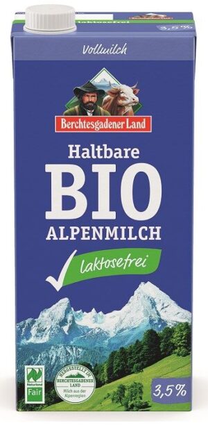 MLEKO ALPEJSKIE UHT O OBNIŻONEJ ZAWARTOŚCI LAKTOZY (min. 3,5 % TŁUSZCZU) BIO 1 L - BERCHTESGADENER LAND (2 szt.)