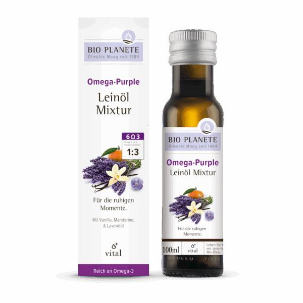 OMEGA PURPLE - MIESZANKA Z OLEJEM LNIANYM (MANDARYNKA, WANILIA, LAWENDA) BIO 100 ml - BIO PLANETE (1 szt.)