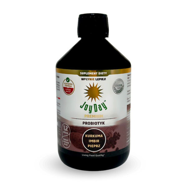 KONCENTRAT NAPOJU PROBIOTYCZNEGO KURKUMA IMBIR PIEPRZ BEZGLUTENOWY BIO 500 ml - JOY DAY (1 szt.)