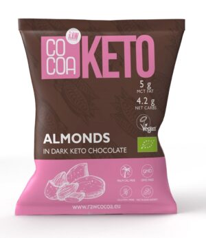 MIGDAŁY W CZEKOLADZIE KETO Z OLEJEM MCT BEZ DODATKU CUKRÓW BEZGLUTENOWE BIO 70 g - COCOA (2 szt.)