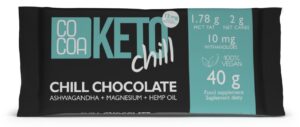 CZEKOLADA CHILL Z MAGNEZEM, ASHWAGANDHĄ I OLEJEM KONOPNYM KETO 40 g - COCOA (2 szt.)