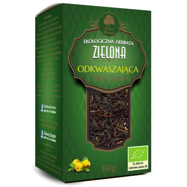 HERBATA ZIELONA ODKWASZAJĄCA BIO 80 g - DARY NATURY (2 szt.)