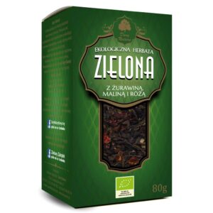 HERBATA ZIELONA Z ŻURAWINĄ, MALINĄ I RÓŻĄ LIŚCIASTA BIO 80 g - DARY NATURY (1 szt.)
