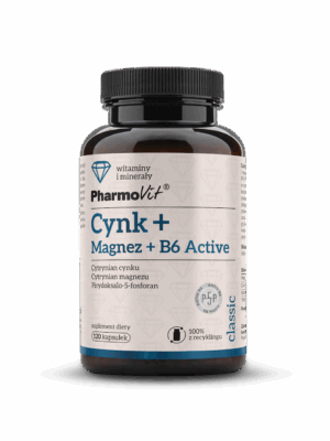 CYNK + MAGNEZ + WITAMINA B6 ACTIVE BEZGLUTENOWY 120 KAPSUŁEK - PHARMOVIT (CLASSIC) (1 szt.)