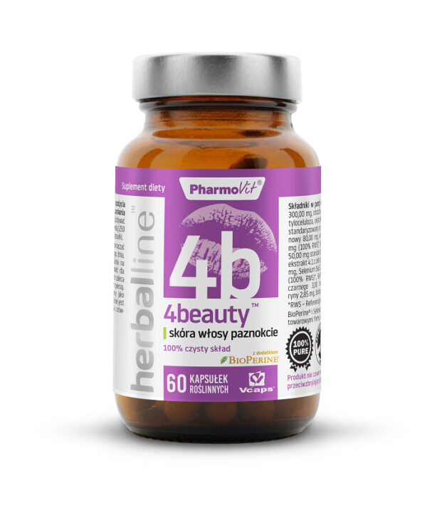 KAPSUŁKI NA SKÓRĘ, WŁOSY I PAZNOKCIE (4BEAUTY) BEZGLUTENOWE 60 szt. - PHARMOVIT (HERBALLINE) (1 szt.)