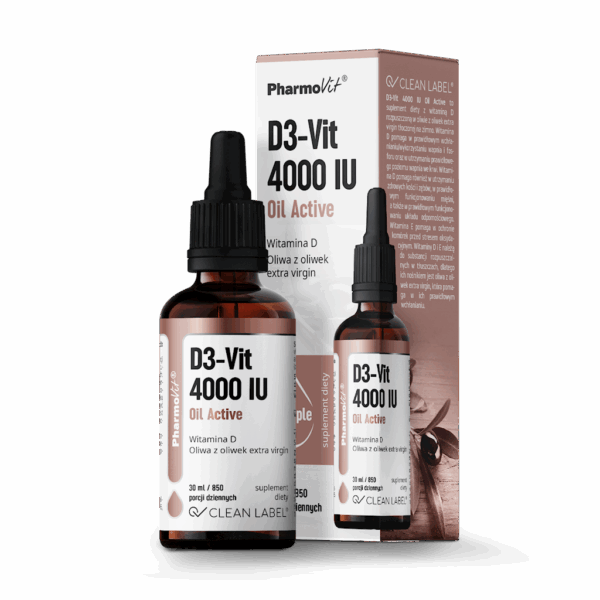 WITAMINA D3 W KROPLACH 100 µg (4000 j.m) BEZGLUTENOWA 30 ml - PHARMOVIT (CLEAN LABEL) (1 szt.)