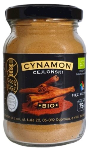 CYNAMON CEJLOŃSKI MIELONY BEZGLUTENOWY BIO 75 g - PIĘĆ PRZEMIAN (2 szt.)