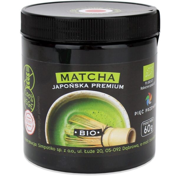 HERBATA ZIELONA MATCHA JAPOŃSKA BEZGLUTENOWA BIO 60 g - PIĘĆ PRZEMIAN (1 szt.)