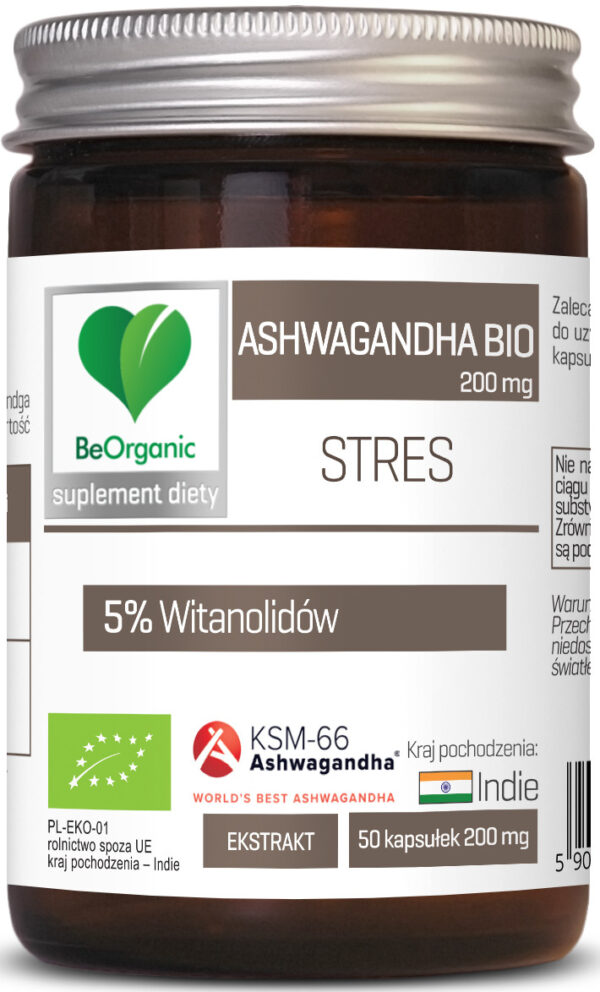 ASHWAGANDHA EKSTRAKT BIO (200 mg) 50 KAPSUŁEK - BE ORGANIC (1 szt.)