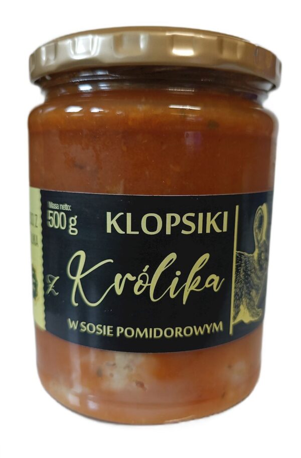KLOPSIKI Z KRÓLIKA W SOSIE POMIDOROWYM 500 g - AMCIU (1 szt.)