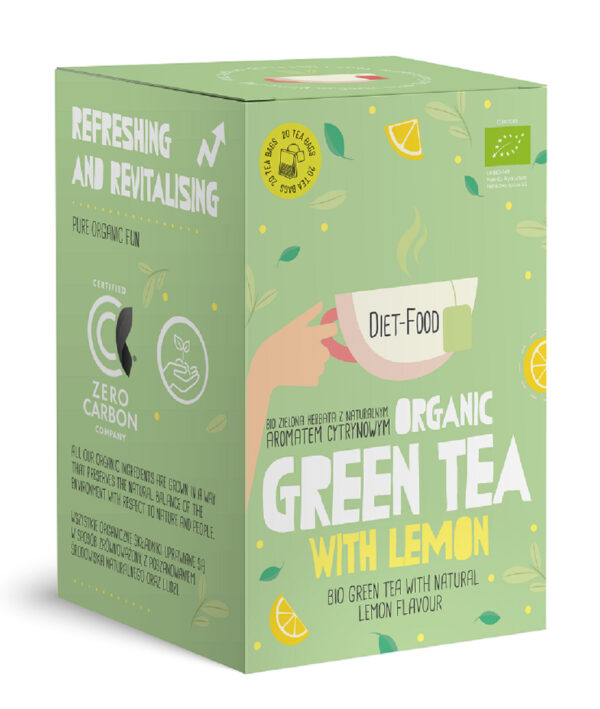 HERBATA ZIELONA O SMAKU CYTRYNOWYM (GREEN TEA WITH LEMON) BIO (20 x 2 g) 40 g - DIET-FOOD (1 szt.)