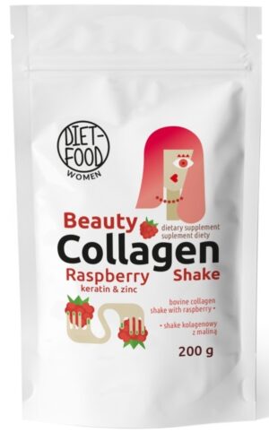 SHAKE KOLAGENOWY Z KERATYNĄ, CYNKIEM I MALINĄ 200 g - DIET-FOOD (WOMEN) (1 szt.)