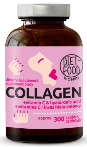 KOLAGEN Z KWASEM HIALURONOWYM I WITAMINĄ C 300 TABLETEK - DIET-FOOD (1 szt.)