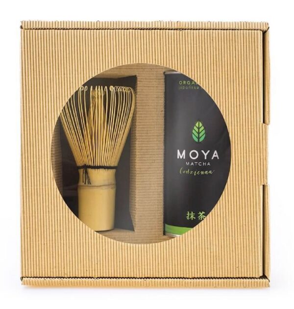 ZESTAW HERBATA ZIELONA MATCHA CODZIENNA JAPOŃSKA BIO 30 g & MIOTEŁKA BAMBUSOWA CHASEN - MOYA MATCHA (1 szt.)