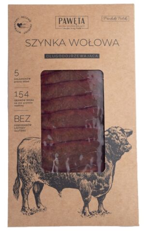 SZYNKA WOŁOWA DOJRZEWAJĄCA PLASTRY BEZGLUTENOWA 50 g - PAWĘTA (2 szt.)
