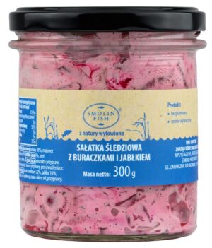 SAŁATKA ŚLEDZIOWA Z BURACZKIEM I JABŁKIEM 300 g - SMOLIN FISH (NA ZAMÓWIENIE) (1 szt.)
