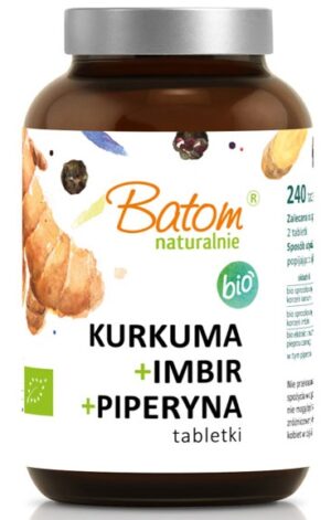 KURKUMA + IMBIR + PIPERYNA BIO 240 TABLETEK - BATOM (1 szt.)