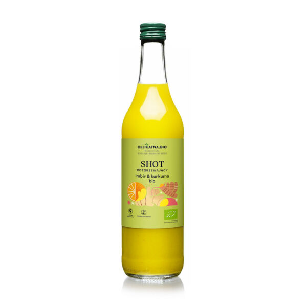 SHOT Z POMARAŃCZY Z KURKUMĄ I IMBIREM ROZGRZEWAJĄCY BIO 500 ml - DELIKATNA (1 szt.)