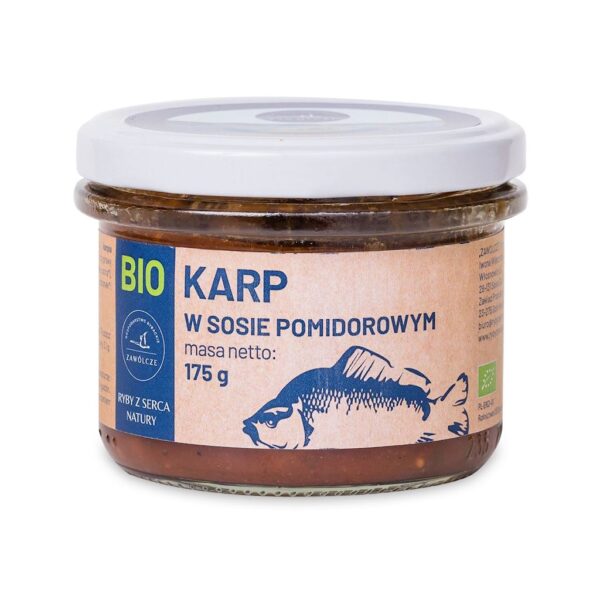 KARP W SOSIE POMIDOROWYM BIO 175 g (SŁOIK) - GOSPODARSTWO RYBACKIE ZAWÓLCZE (1 szt.)