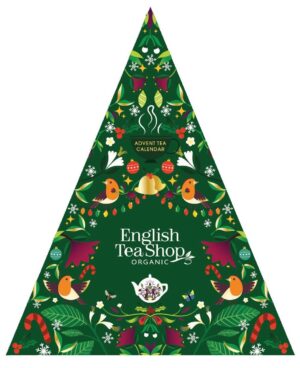 KALENDARZ ADWENTOWY (HERBATY I HERBATKI) BIO PIRAMIDKI (GREEN TRANGULAR – 13 SMAKÓW) (25 x 2 g) 50 g - ENGLISH TEA SHOP ORGANIC (PRODUKT SEZONOWY) (1 szt.)