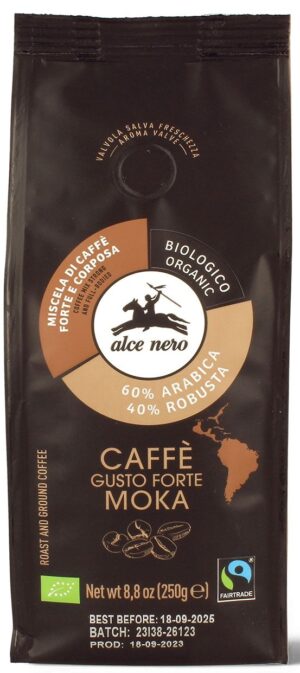 KAWA MIELONA ARABICA/ROBUSTA STRONG FAIR TRADE BIO 250 g - ALCE NERO (1 szt.)
