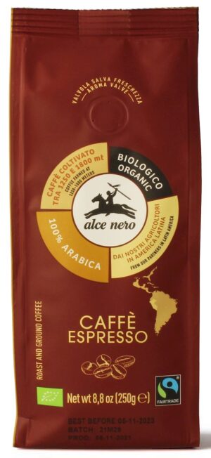 KAWA MIELONA ARABICA 100 % ESPRESSO FAIR TRADE GÓRSKA BIO 250 g - ALCE NERO (1 szt.)