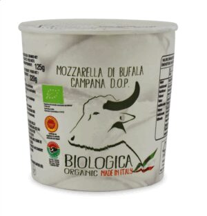 MOZZARELLA DI BUFALA (Z MLEKA BAWOLEGO) KULKA (W KUBECZKU) BIO 320 g (125 g) - BIOLOGICA (2 szt.)