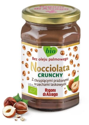 KREM Z ORZECHÓW LASKOWYCH I KAKAO CRUNCHY BEZGLUTENOWY BIO 250 g - RIGONI DI ASIAGO (NOCCIOLATA) (2 szt.)