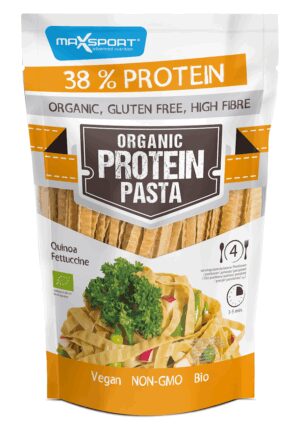 MAKARON PROTEINOWY (Z SOI ZIELONEJ I QUINOA) FETTUCCINE BEZGLUTENOWY BIO 200 g - MAXSPORT (2 szt.)