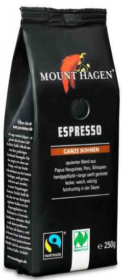 KAWA ZIARNISTA ARABICA 100 % ESPRESSO FAIR TRADE BIO 250 g - MOUNT HAGEN (1 szt.)