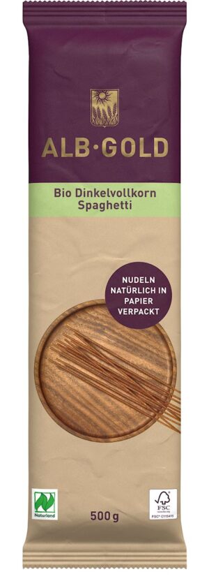 MAKARON (ORKISZOWY RAZOWY) SPAGHETTI BIO 500 g - ALB-GOLD (3 szt.)