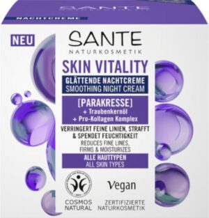 KREM DO TWARZY NA NOC WYGŁADZAJĄCY Z PARAKRESEM, OLEJEM Z PESTEK WINOGRON I KOMPLEKSEM PRO-KOLAGENOWYM ECO 50 ml - SANTE (1 szt.)
