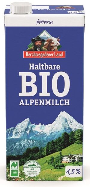 MLEKO ALPEJSKIE UHT (min. 1,5 % TŁUSZCZU) BIO 1 L - BERCHTESGADENER LAND (3 szt.)