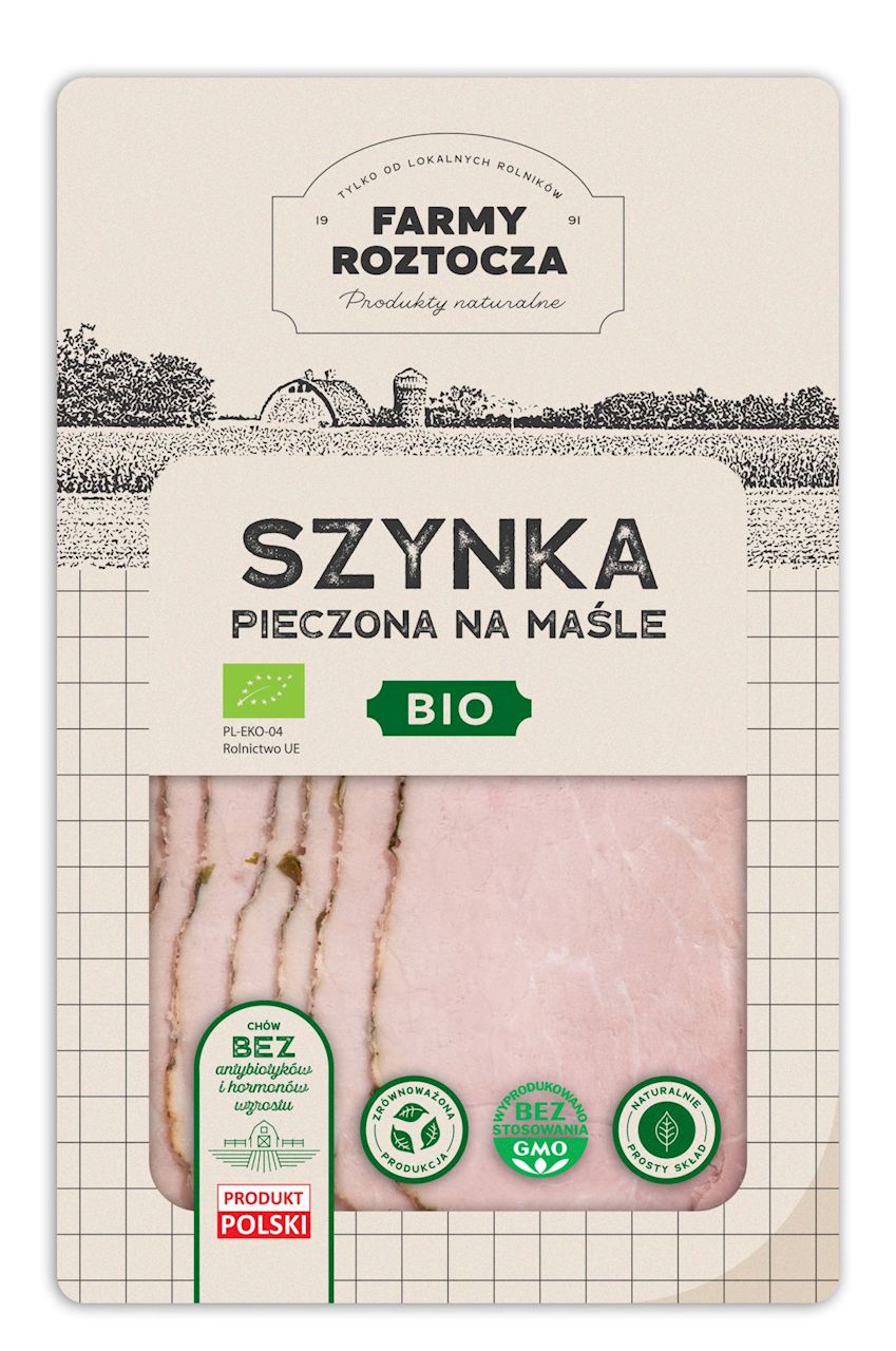 SZYNKA NA MAŚLE PIECZONA PLASTRY BIO 100 g - FARMY ROTOCZA (Z PÓŁKI) (2 szt.)