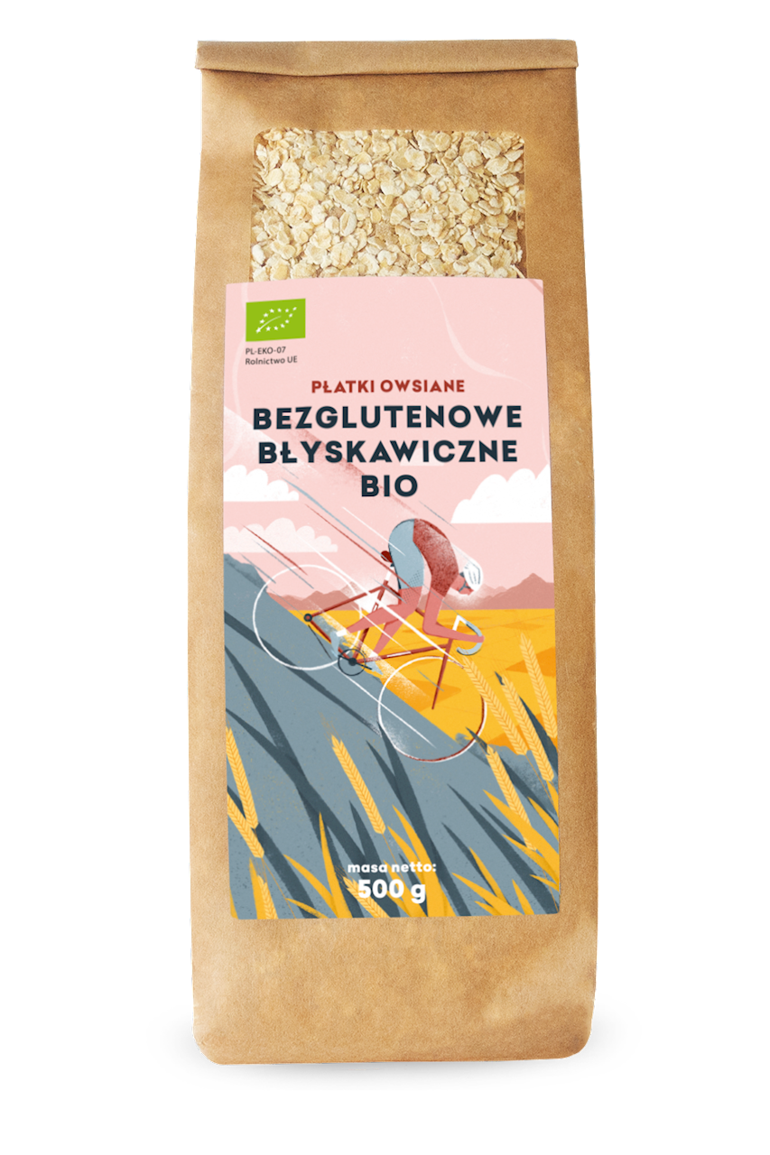 PŁATKI OWSIANE BŁYSKAWICZNE BEZGLUTENOWE BIO 500 g - PIĘĆ PRZEMIAN (3 szt.)