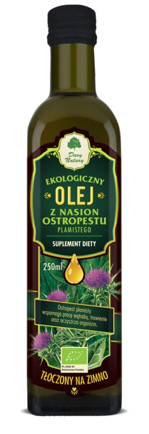 OLEJ Z OSTROPESTU PLAMISTEGO TŁOCZONY NA ZIMNO BIO 250 ml - DARY NATURY (1 szt.)