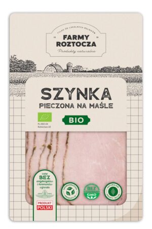 SZYNKA NA MAŚLE PIECZONA PLASTRY BIO 100 g -  FARMY ROZTOCZA (NA ZAMÓWIENIE) (1 szt.)