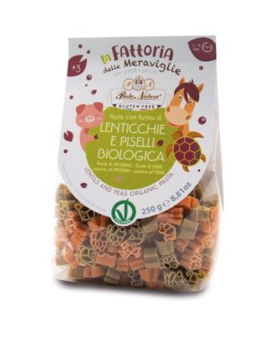 MAKARON (Z SOCZEWICY, GROSZKU ZIELONEGO I RYŻU) DLA DZIECI ZWIERZĘTA FARMA BEZGLUTENOWY BIO 250 g - PASTA NATURA (3 szt.)