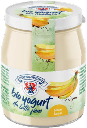 JOGURT BANANOWY Z MLEKA SIENNEGO BEZGLUTENOWY BIO 150 g (SŁOIK) - STERZING-VIPITENO (4 szt.)