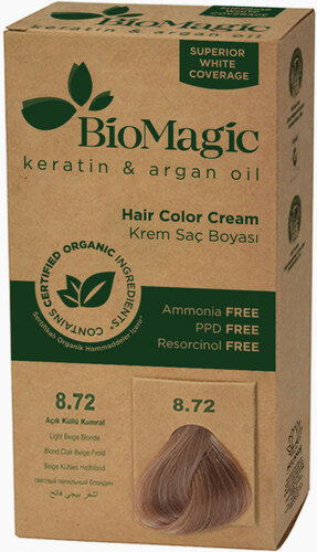 FARBA DO WŁOSÓW JASNY BEŻOWY BLOND (8.72) 250 g - BIOMAGIC (2 szt.)