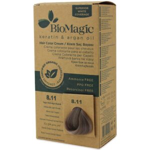FARBA DO WŁOSÓW INTENSYWNY POPIELATY JASNY BLOND (8.11) 250 g - BIOMAGIC (2 szt.)