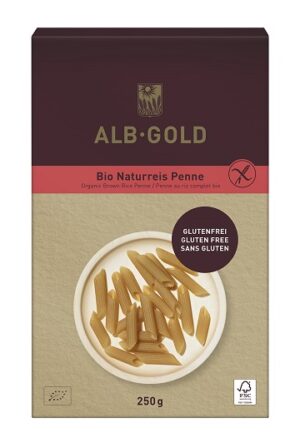 MAKARON (RYŻOWY RAZOWY) PENNE BEZGLUTENOWY BIO 250 g - ALB GOLD (3 szt.)