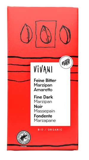 CZEKOLADA GORZKA Z NADZIENIEM MARCEPAN - AMARETTO BIO 100 g - VIVANI (3 szt.)