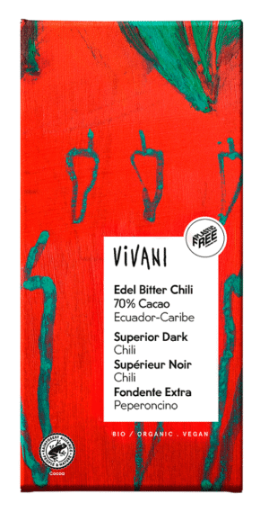 CZEKOLADA GORZKA Z CHILI BIO 80 g - VIVANI (2 szt.)