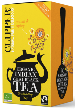 HERBATA CZARNA CHAI Z CYNAMONEM I GOŹDZIKAMI FAIR TRADE BIO (20 x 2,5 g) 50 g - CLIPPER (3 szt.)
